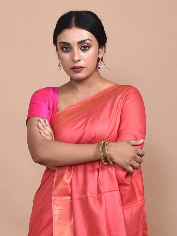 Peach Ghicha Silk Saree - Image 6