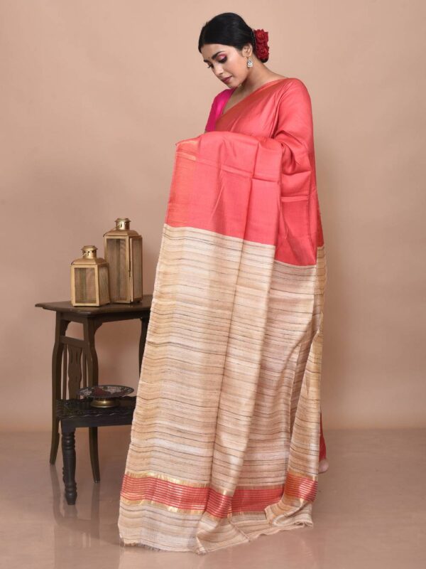 Peach Ghicha Silk Saree - Image 4