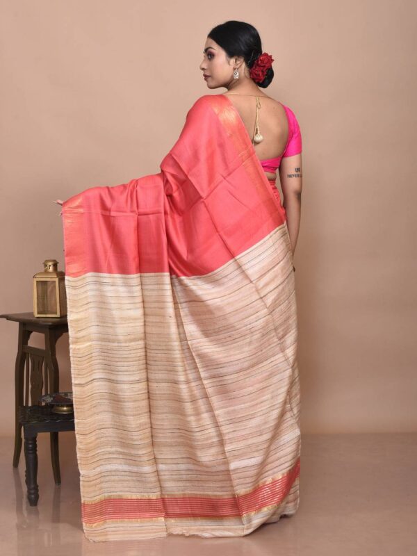 Peach Ghicha Silk Saree - Image 2