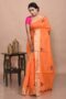Orange Hand Embroidered Chanderi Saree