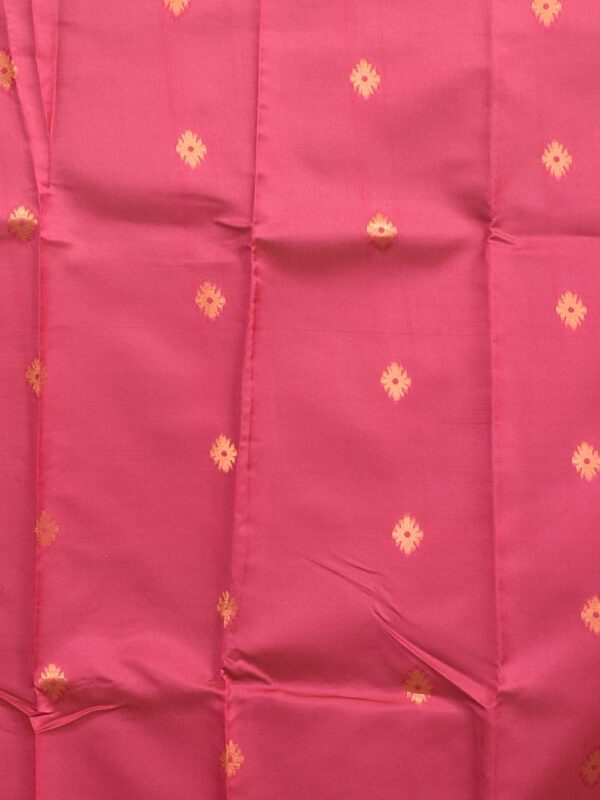 Steel Gray Semi Silk Kanjeevaram Saree with Orange-Red Border - Image 8