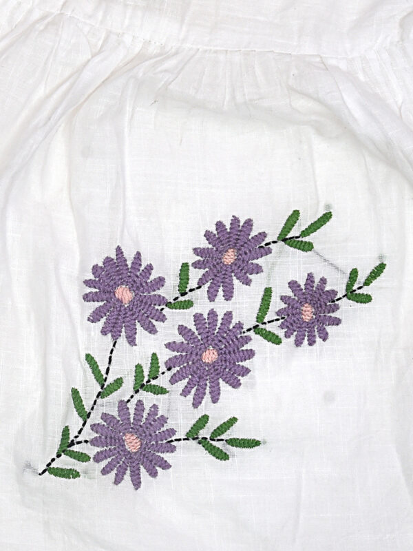 White Cotton Dress (Lily, Lavender & Lotus Design)-Pack of 3 - Image 7