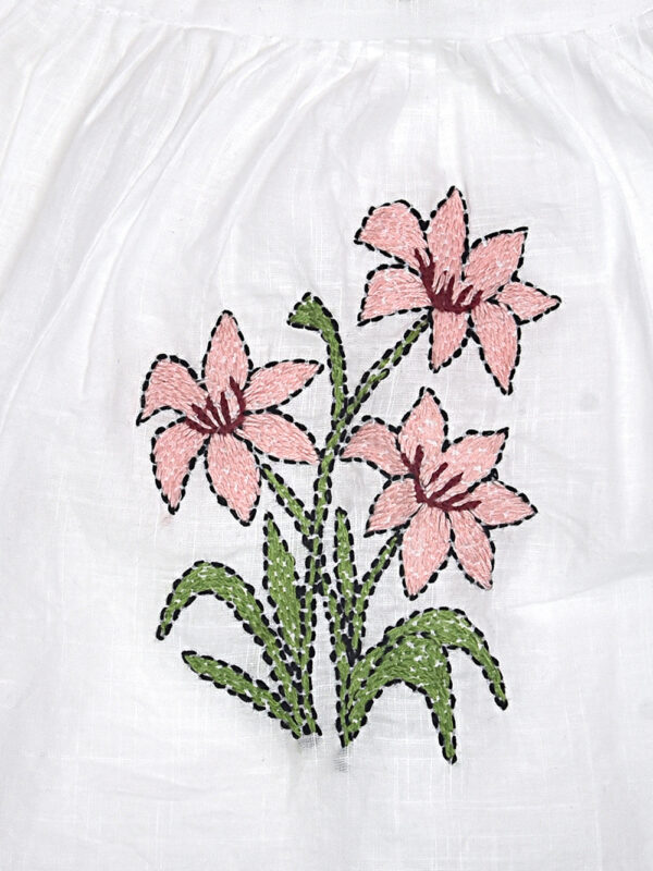 White Cotton Dress (Lily, Lavender & Lotus Design)-Pack of 3 - Image 6
