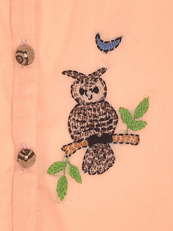 Peach Front Open Cotton Jabla (Caterpillar & Night Owl Design)-Pack of 2 - Image 6