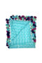 Blue Brick Design Cotton Swaddle with Pompom Border