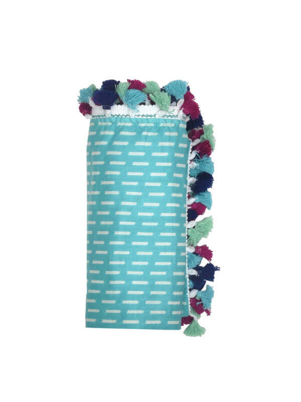 Yellow Lace and Blue Brick with Pompom Cotton Swaddle Combo-Set of 2(0-24 Months) - Image 4