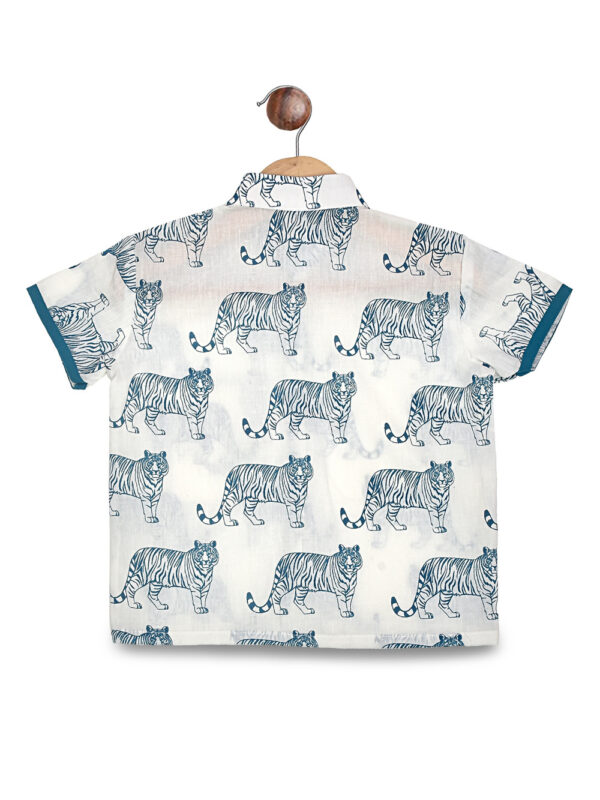 White Tiger Design Hand block Cotton Shirt & Pant Set - Image 4