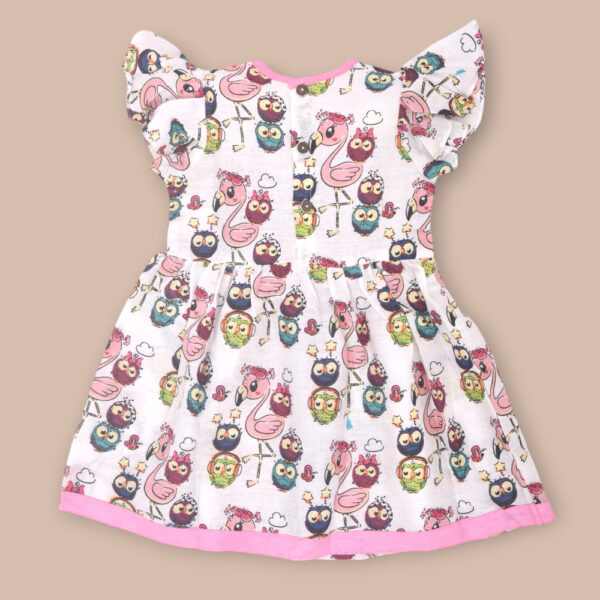 White Flamingo Design Printed Cotton Dress - Image 2