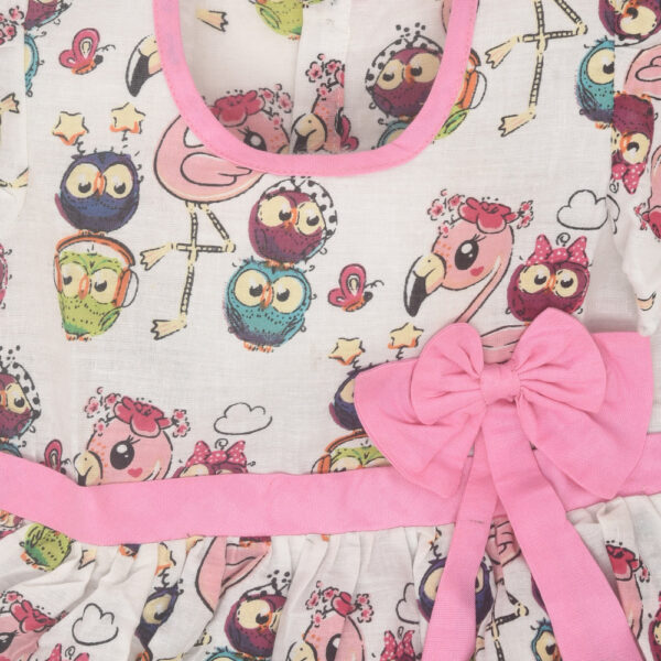 White Flamingo Design Printed Cotton Dress - Image 4