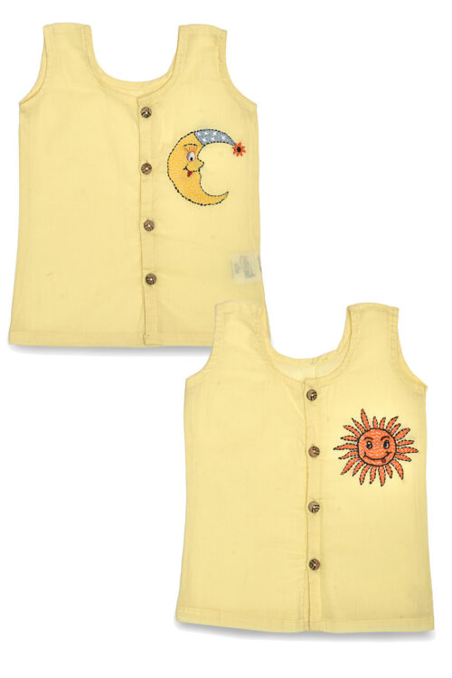 Beige Front Open Cotton Jabla (Moon & Sun Design)-Pack of 2