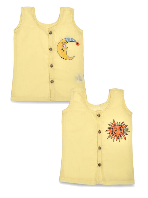 Beige Front Open Cotton Jabla (Moon & Sun Design)-Pack of 2