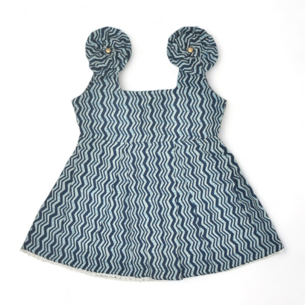 Indigo Printed Rose and Wave Design Dress Combo-Set of 2 - Image 5