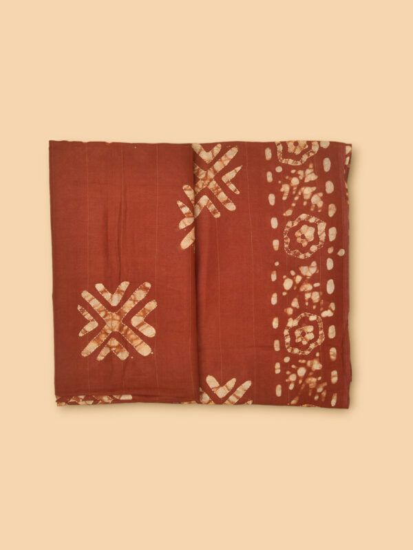Maroon Batik Stole with Kantha Work - Image 3