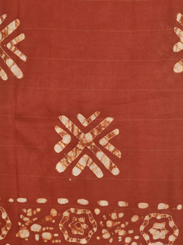 Maroon Batik Stole with Kantha Work - Image 4