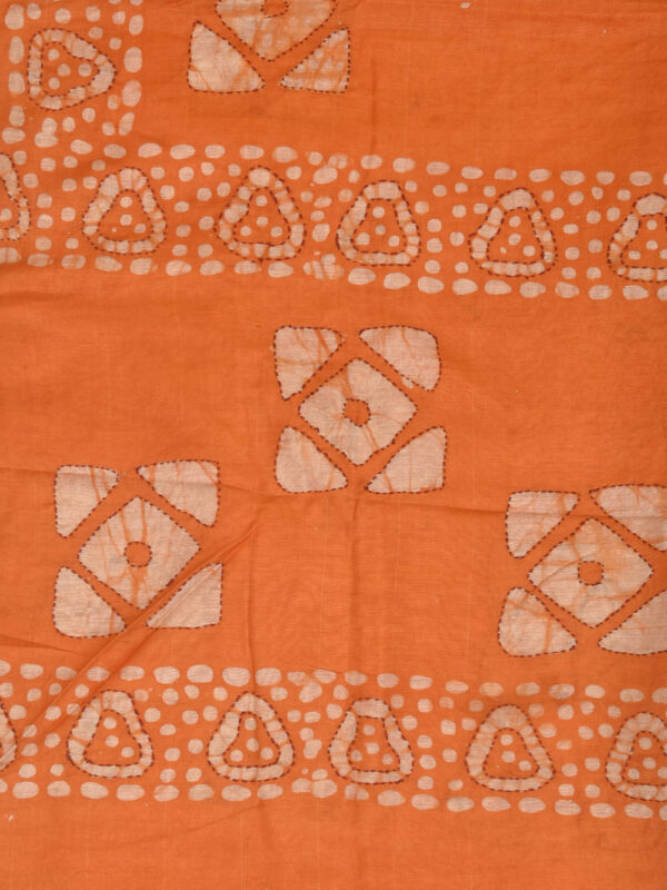 Orange Batik Stole with Kantha Work - Image 2
