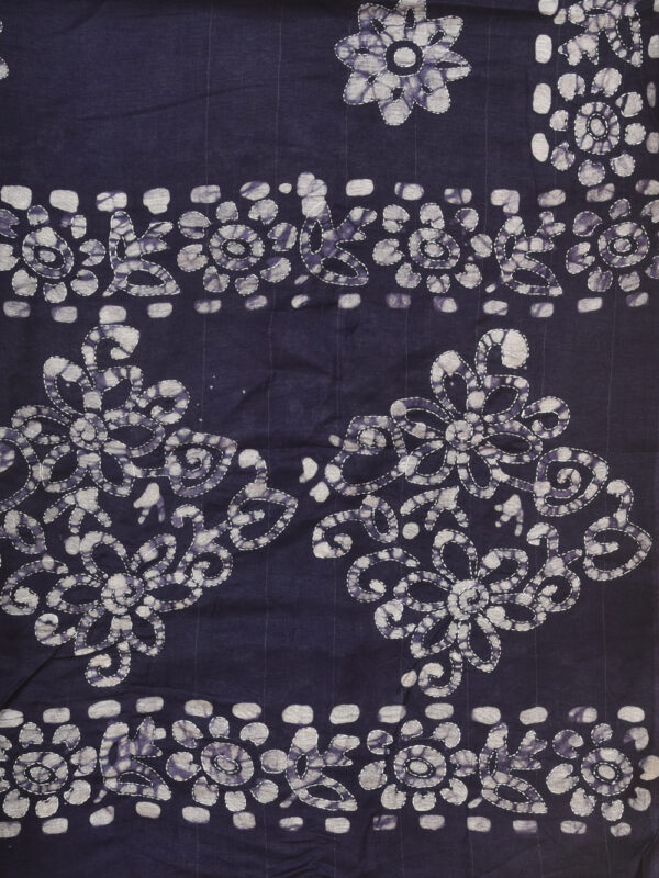 Navy Blue Batik Stole with Kantha Work - Image 2