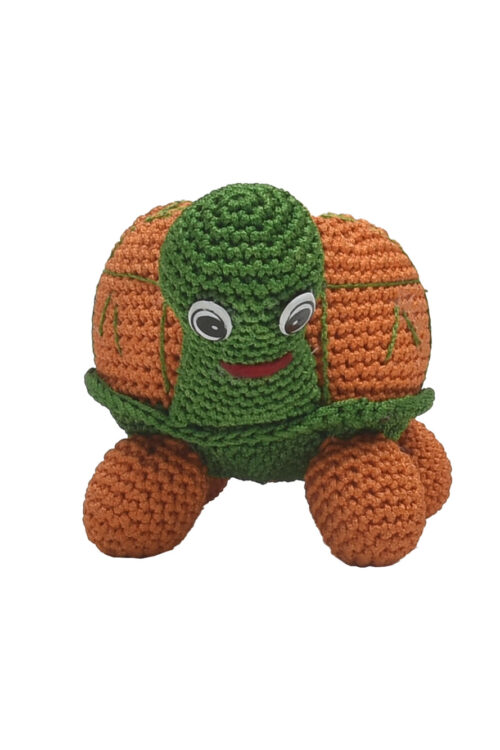 Orange and Green Crochet Tortoise for Babies