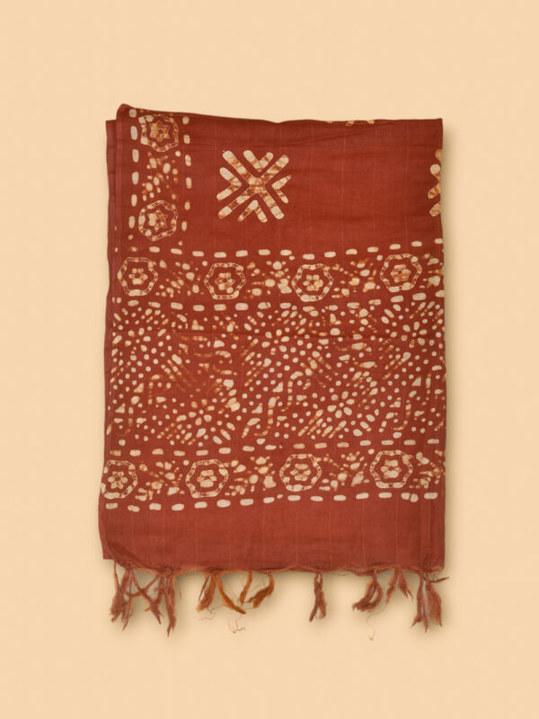 Maroon Batik Stole with Kantha Work