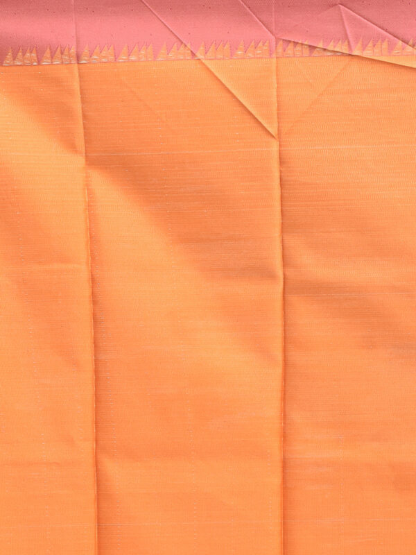 Yellow South Cotton Saree with Leaf Design - Image 7