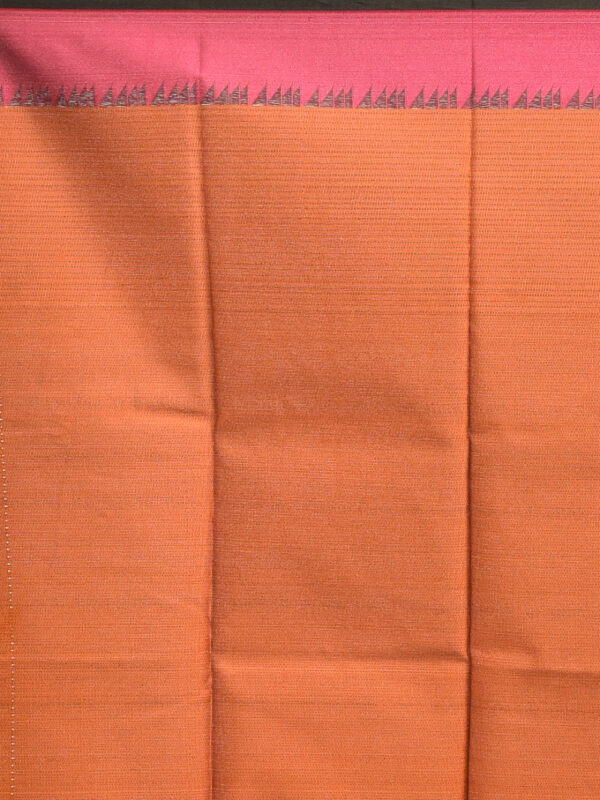 Orange South Cotton Saree with Leaf Design - Image 7