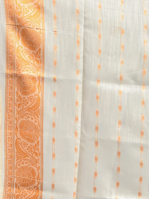 Orange Jamdani Design Linen Saree - Image 7