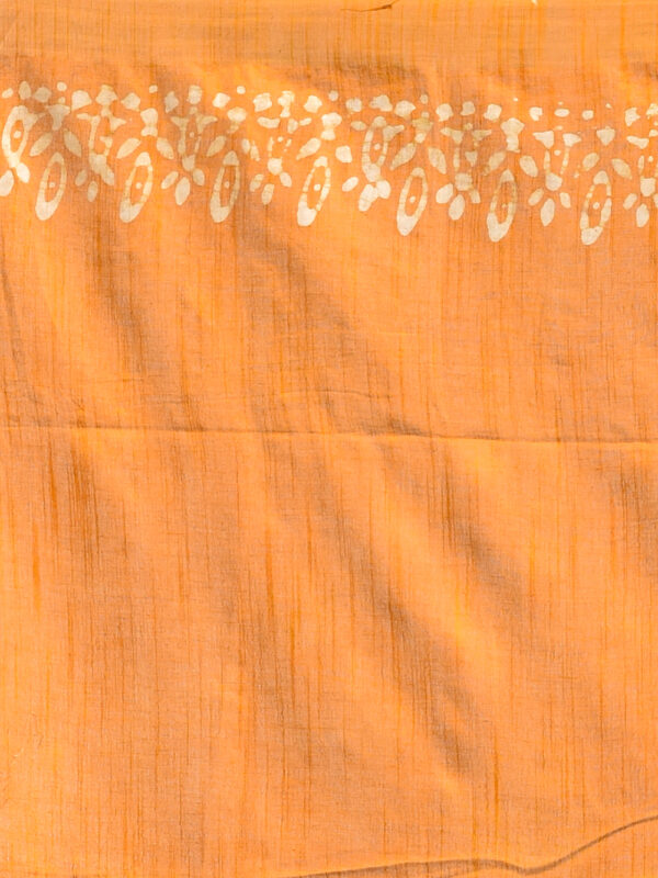 Navy Blue & Yellow Pure Cotton Saree with Batik Design - Image 7