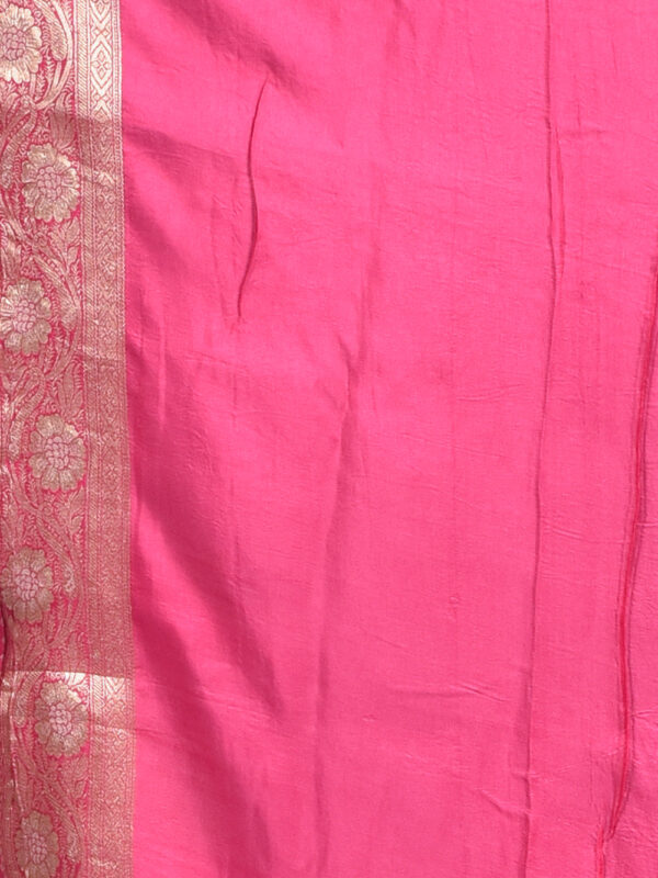Fuchsia Pink Traditional Design Banaras Katan Silk Saree - Image 7