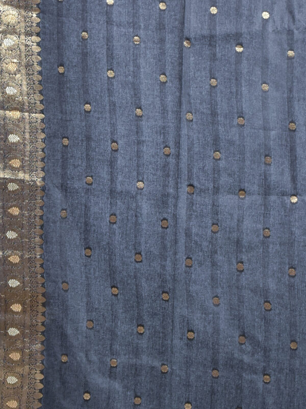 Black Leaf Design Banaras Katan Saree - Image 7