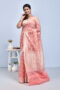 Peach Leaf Design Banaras Kora Silk Saree
