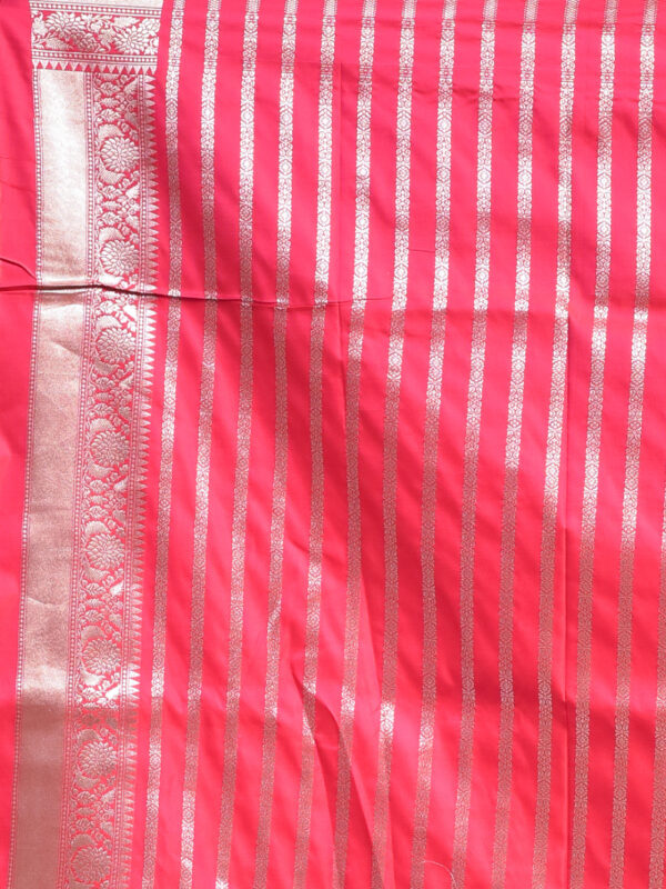 Red Butta Design Banaras Katan Saree - Image 7