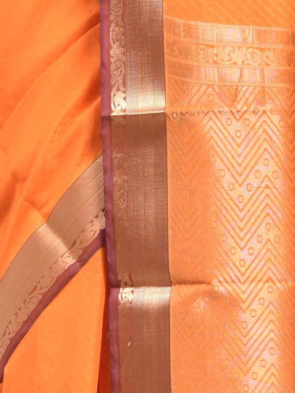 Golden Yellow South Cotton Saree with Zari Work - Image 6