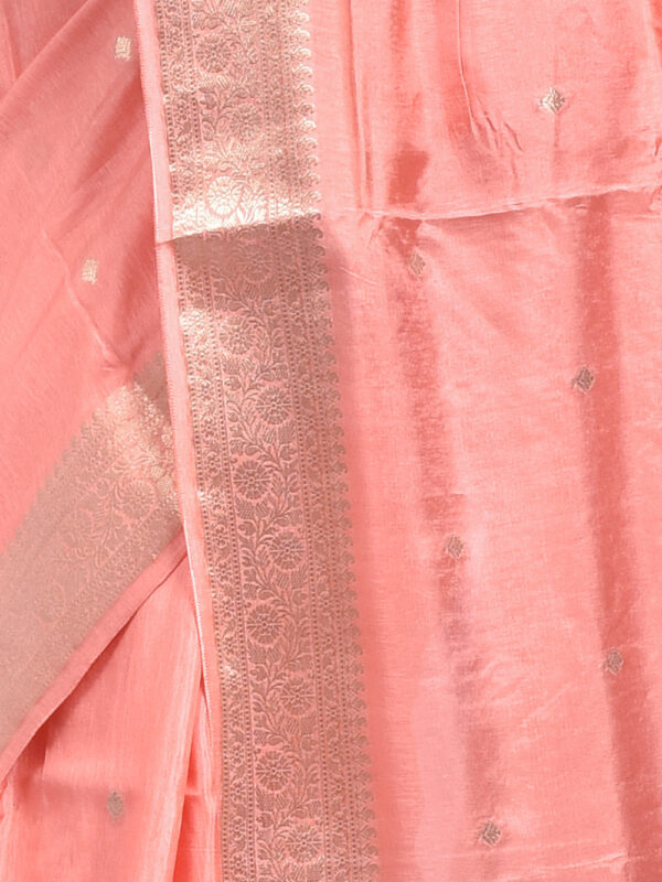Peach Butta Design Banaras Katan Saree - Image 6