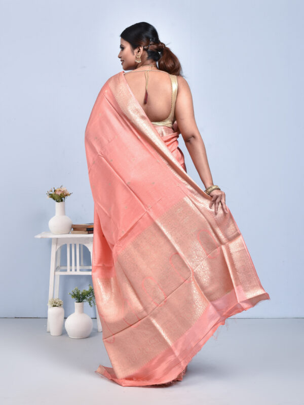 Peach Butta Design Banaras Katan Saree - Image 2