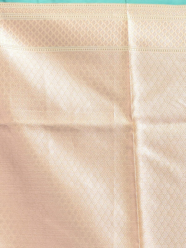 Lemon Yellow Floral Design Banaras Kora Silk Saree - Image 7
