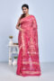 Fuchsia Pink Jamdani Design Banaras Cotton Silk Saree