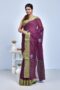 Purple South Cotton Saree with Hand Embroidered Floral Design