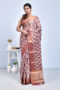 Maroon Kolki Print Kanjeevaram Tissue Saree