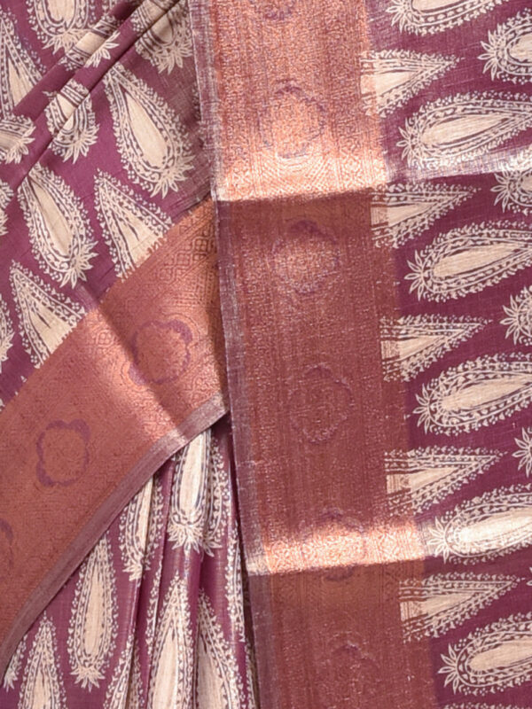 Maroon Kolki Print Kanjeevaram Tissue Saree - Image 6