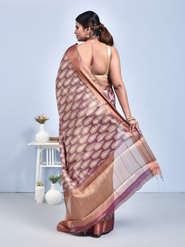 Maroon Kolki Print Kanjeevaram Tissue Saree - Image 2