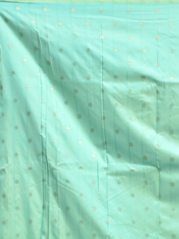 Sea Green Tissue Zari Work Kanjeevaram Saree - Image 7
