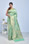 Sea Green Tissue Zari Work Kanjeevaram Saree