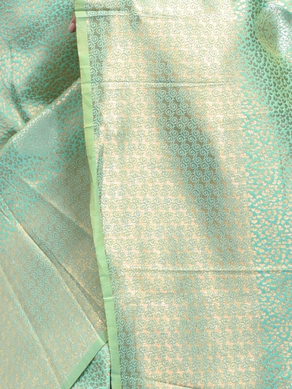 Sea Green Tissue Zari Work Kanjeevaram Saree - Image 6