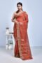 Light Brown South Cotton Saree with Hand Embroidered Rose Design