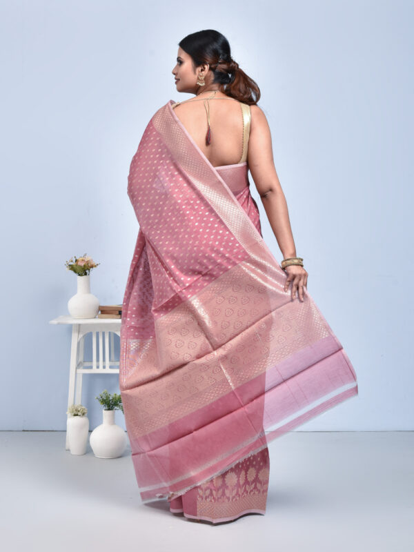 Light Pink Banaras Chanderi Saree - Image 2