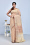 Off-White Banaras Kota Doria Saree with Block Prints