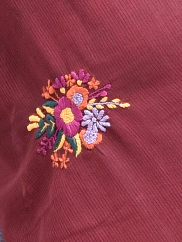 Brown South Cotton Saree with Hand Embroidered Floral Design - Image 6