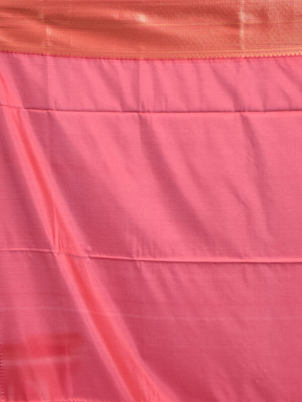 Golden Yellow Hand Woven Kanjeevaram Silk Saree with Red Border - Image 7