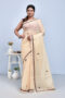 Beige Semi Ghicha Floral Hand Embroidered Saree