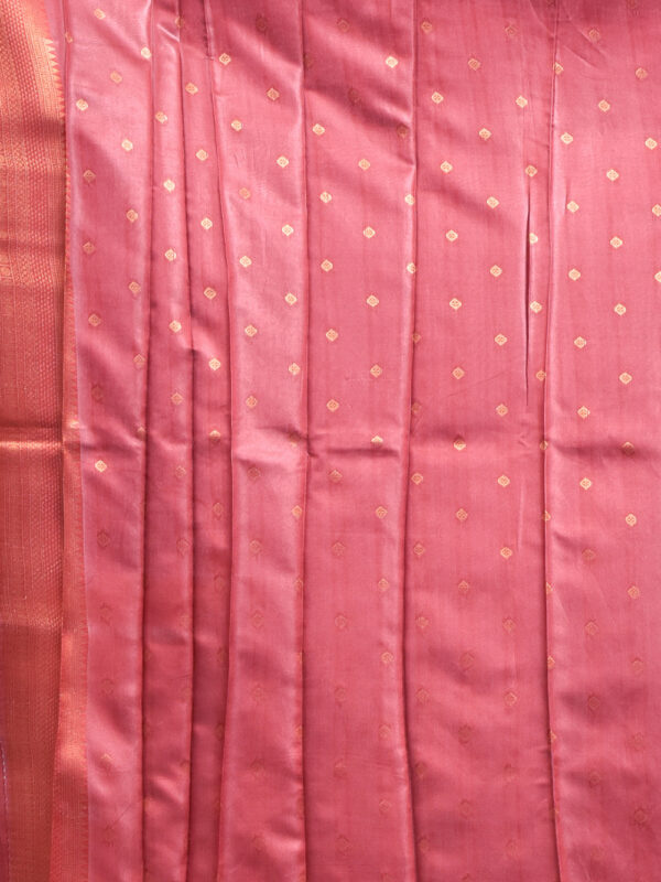 Steel Gray Semi Silk Kanjeevaram Saree with Orange-Red Border - Image 7