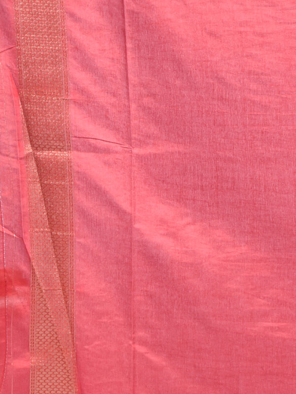 White Banaras Jamawar Saree with Red Border - Image 7